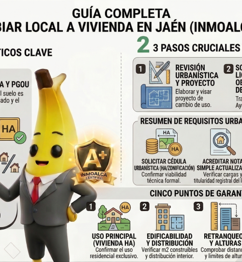 cambiar local a vivienda Jaén requisitos urbanísticos Inmoalca