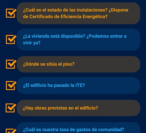 infografía lista de chequeo preguntas vendedor antes oferta compra casa Inmoalca