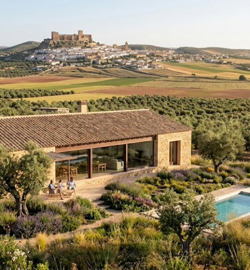 Casa de campo moderna con piscina en las afueras de Alcalá la Real con vistas a la Fortaleza de la Mota