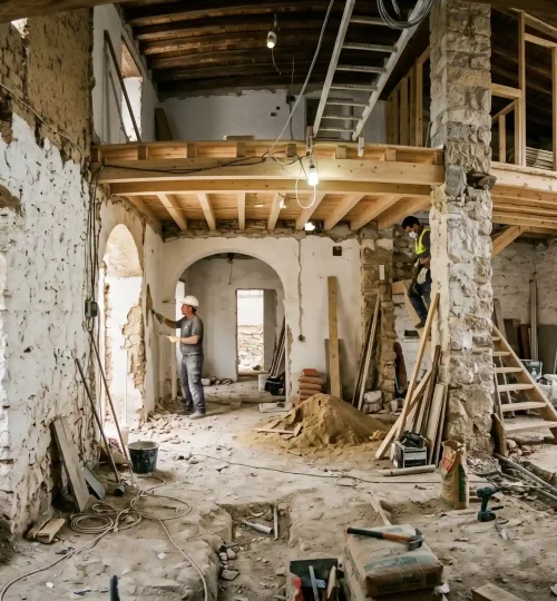 Interior de casa tradicional en Alcalá la Real en proceso de reforma integral.