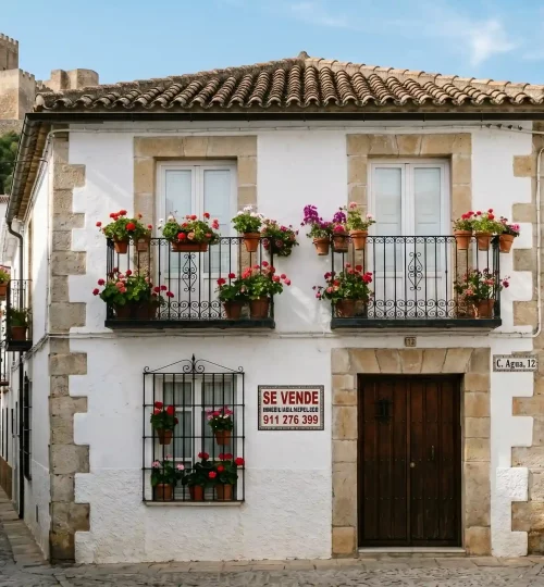Fachada de una casa tradicional en venta en el centro de Alcalá la Real, Jaén.