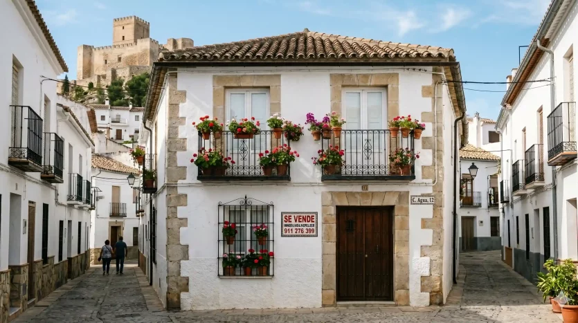 Fachada de una casa tradicional en venta en el centro de Alcalá la Real, Jaén.