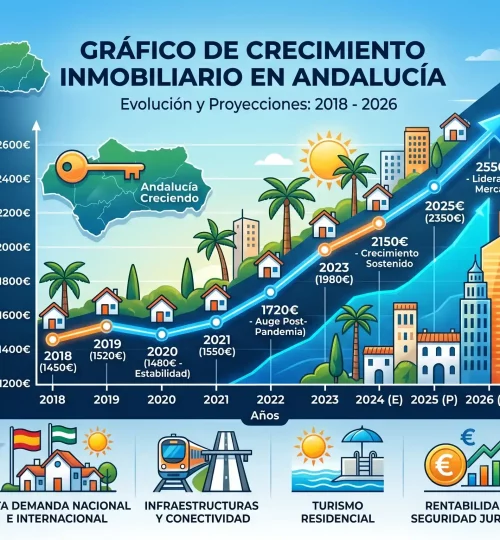 Gráfico de crecimiento inmobiliario en Andalucía