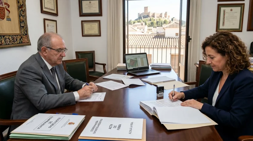 Firma de escrituras coordinadas entre Catastro y Registro en Alcalá la Real.