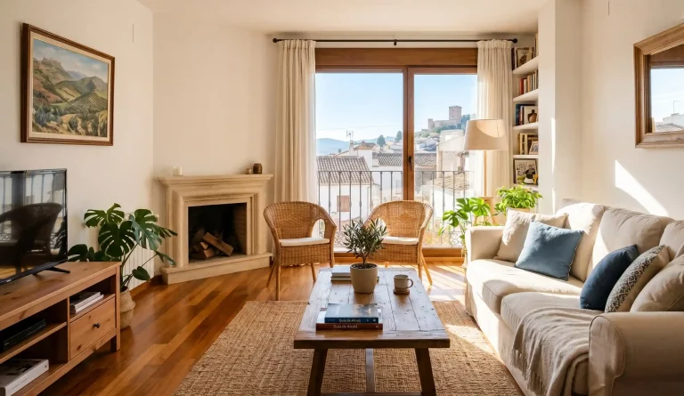 Salón con orientación sur y luz natural en una vivienda en Alcalá la Real.