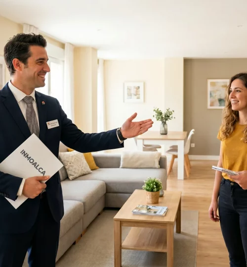 Asesor de Inmoalca gestionando una visita inmobiliaria eficiente en Alcalá la Real.