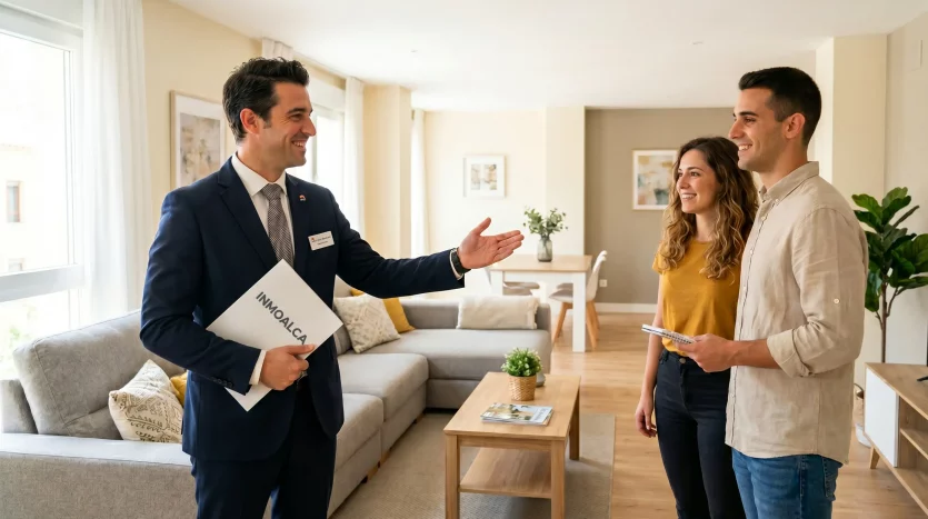 Asesor de Inmoalca gestionando una visita inmobiliaria eficiente en Alcalá la Real.