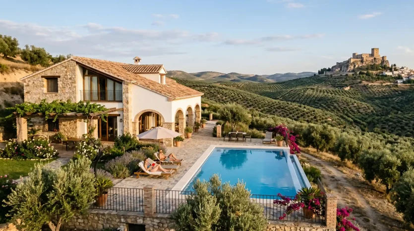 Chalet con piscina y vistas a los olivares en Alcalá la Real, Jaén.